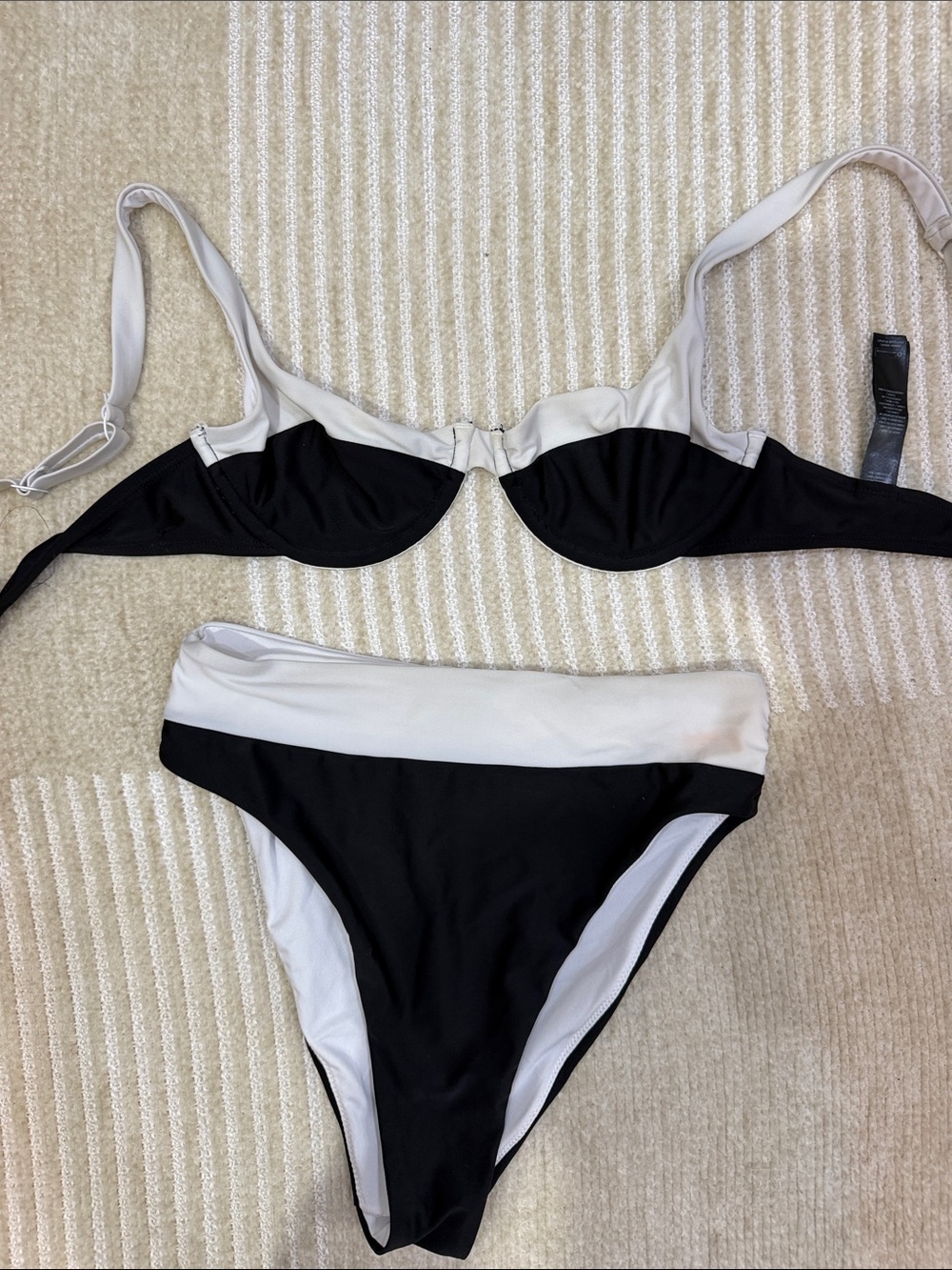 Two-Piece Black and White High-Waist Bikini
